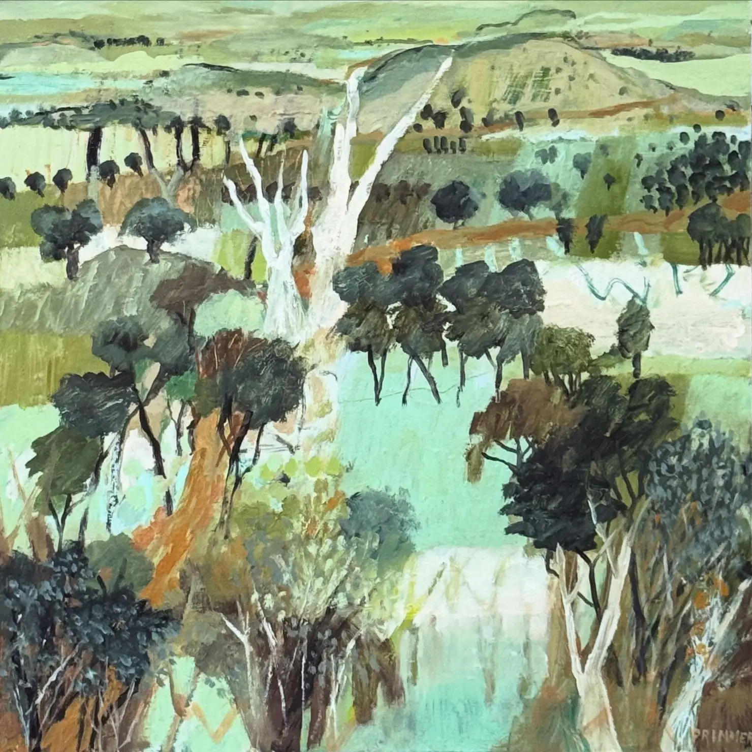 Early Morning, Peppercorn Creek_oil on panel  (framed)_62 x 62cm_E Primmer