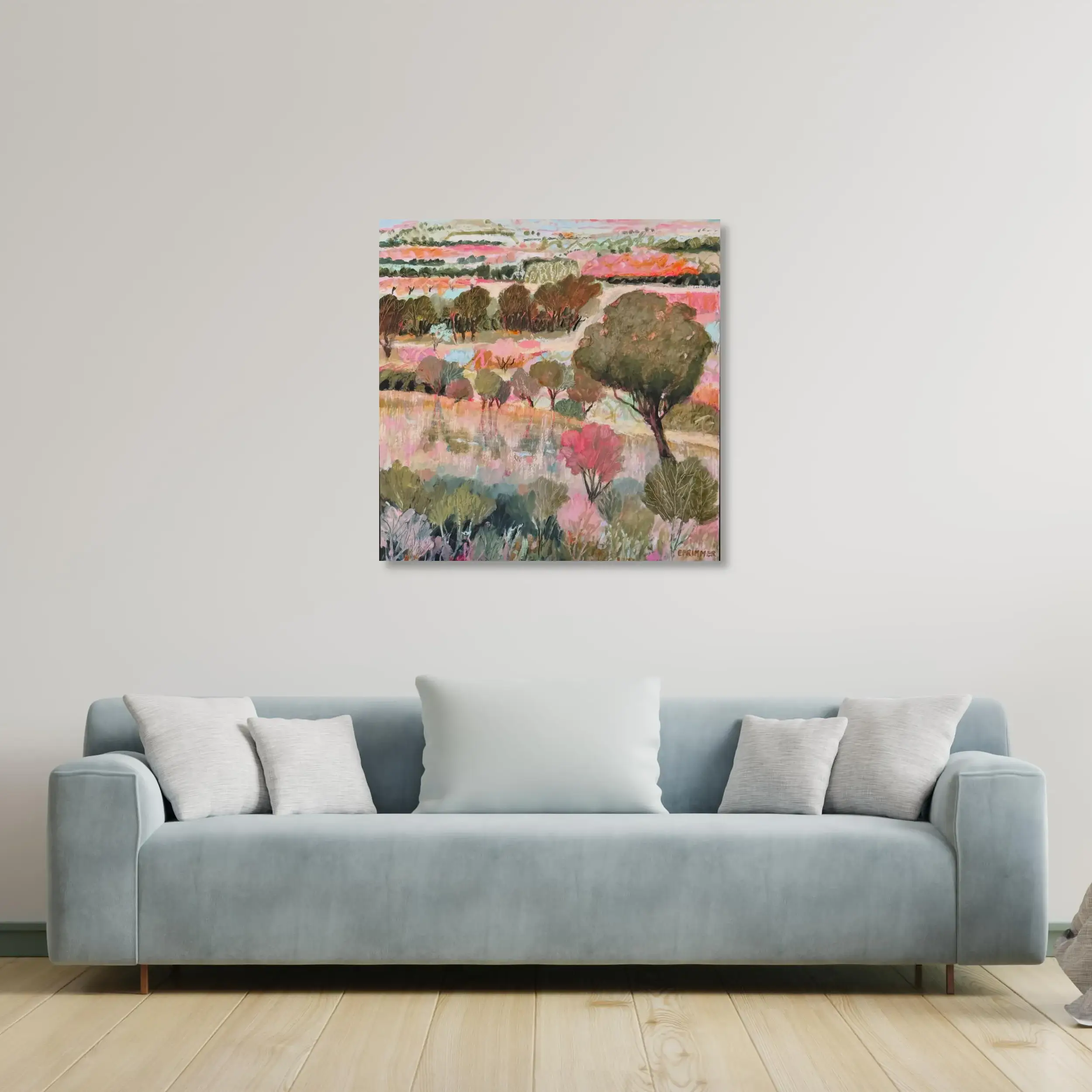 A Moment at Sunset on Lounge white green.webp