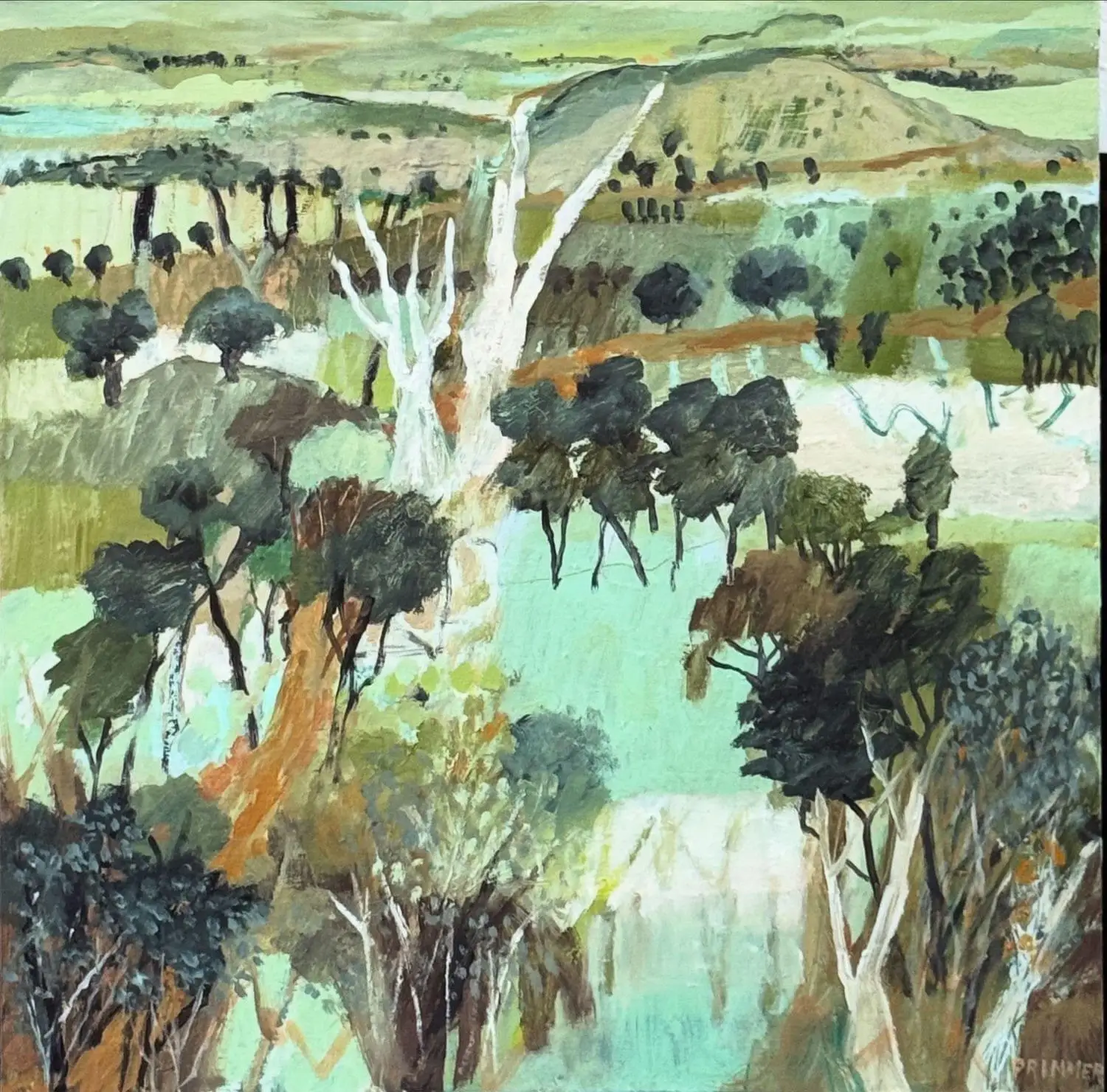 Early Morning, Peppercorn Creek_oil on panel  (framed)_62 x 62cm_E Primmer